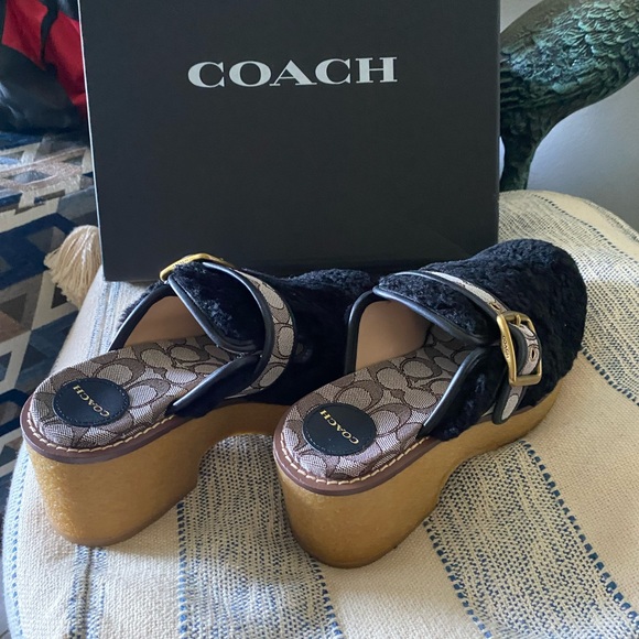 Coach platform shearling clogs new in box size 7.5 - Picture 3 of 7